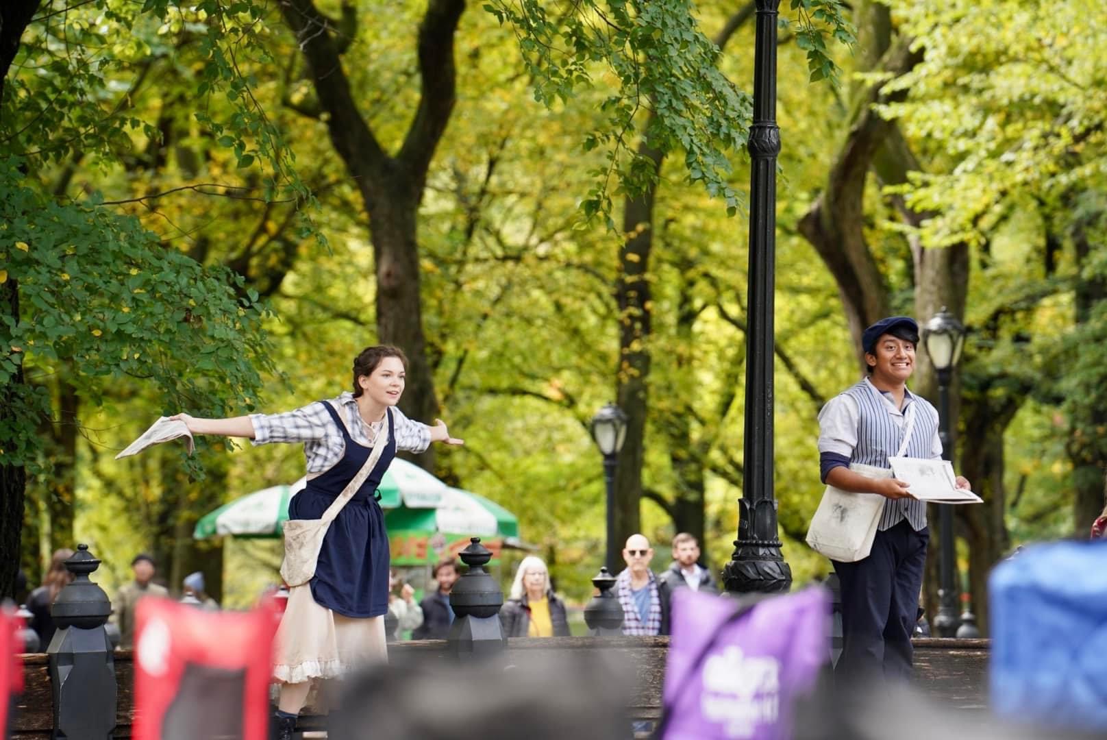 Brayden Alberto performing Newsies in Central Park, NYC